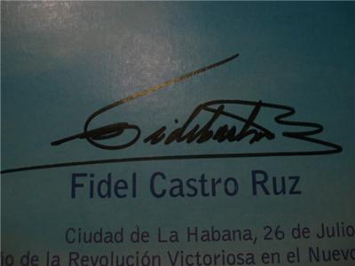 Signature of Fidel Alejandro Castro Ruz